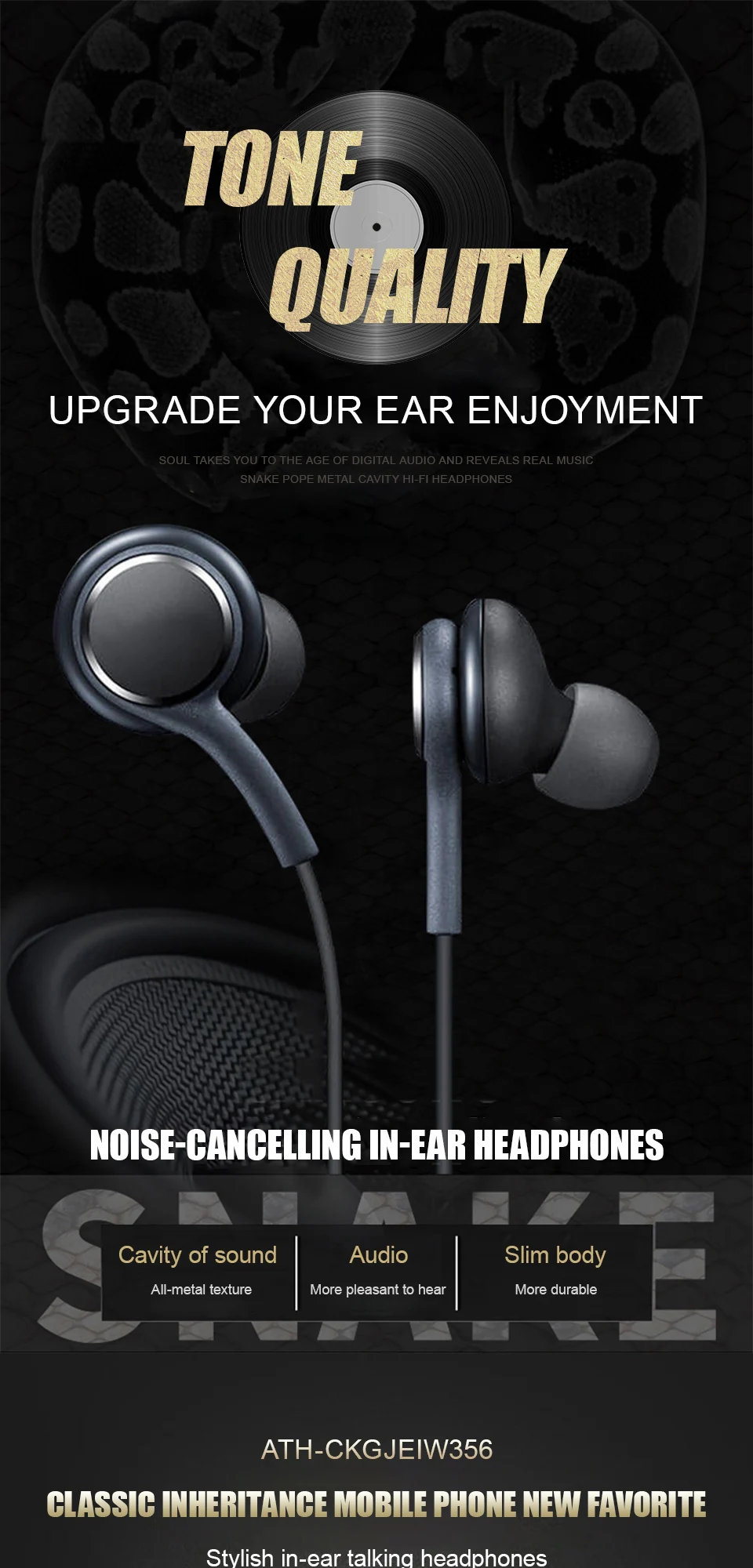 Audiophile Headphone Wired - İç Kulak Tipi, 3,5 mm Jaklı,